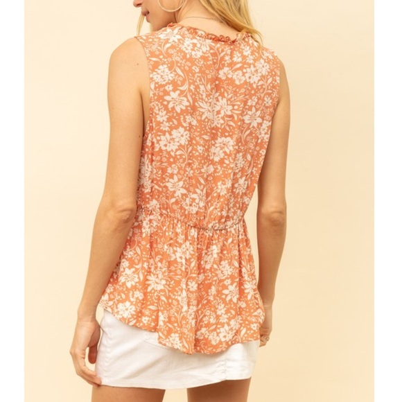 3/$25! NEW! Hem & Thread Dusty Coral Ruffle Babydoll Boutique Top S - Picture 4 of 15